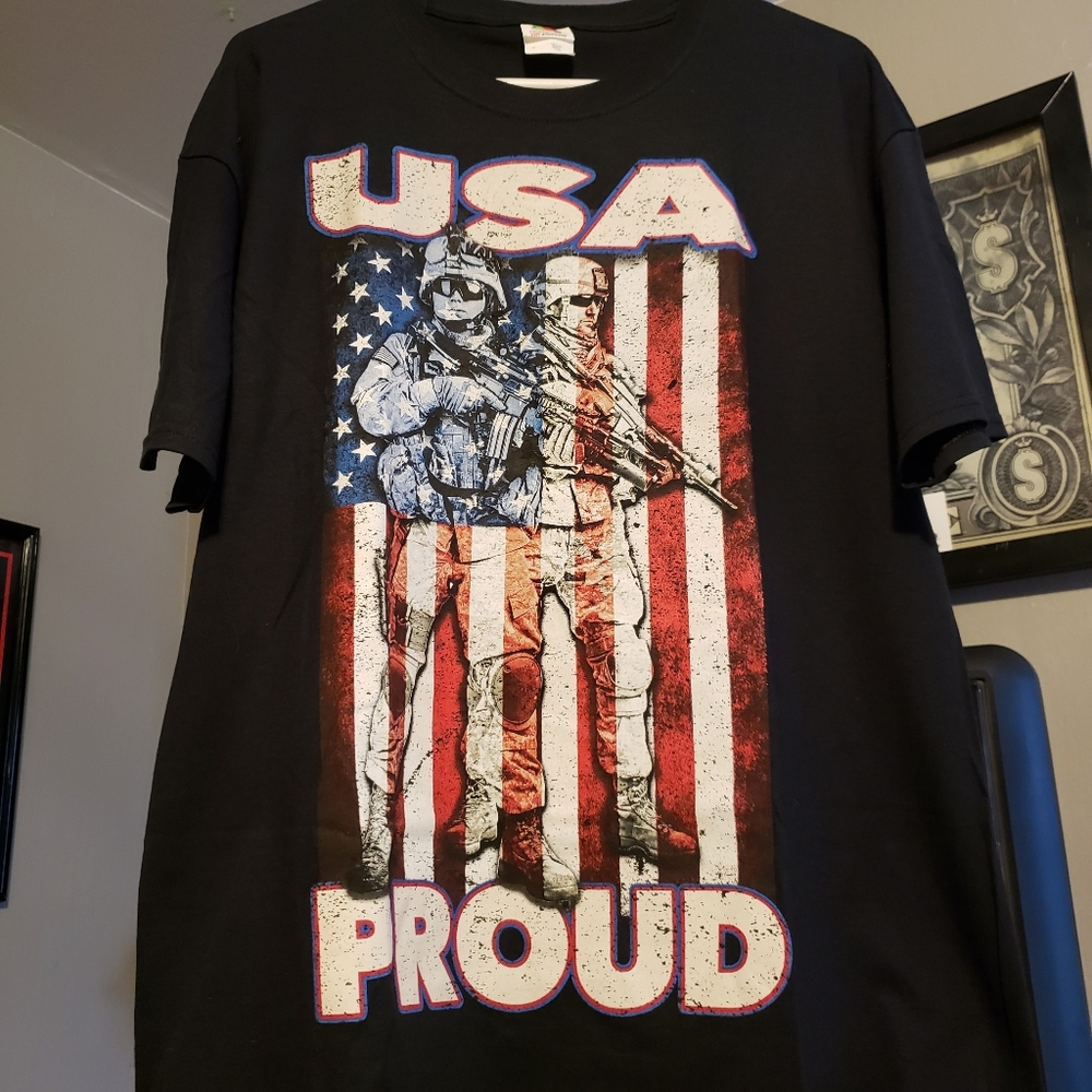 USA Proud T Shirt Soldier Military Army Large